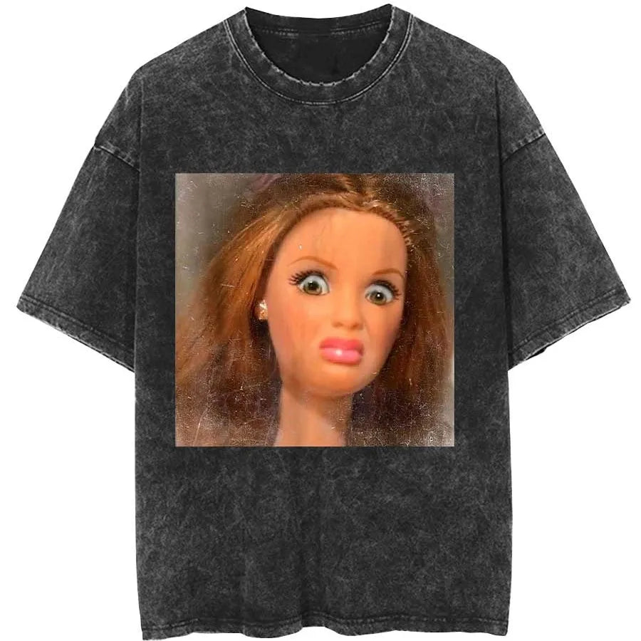 Doll Face Expression Meme Oversized Tee