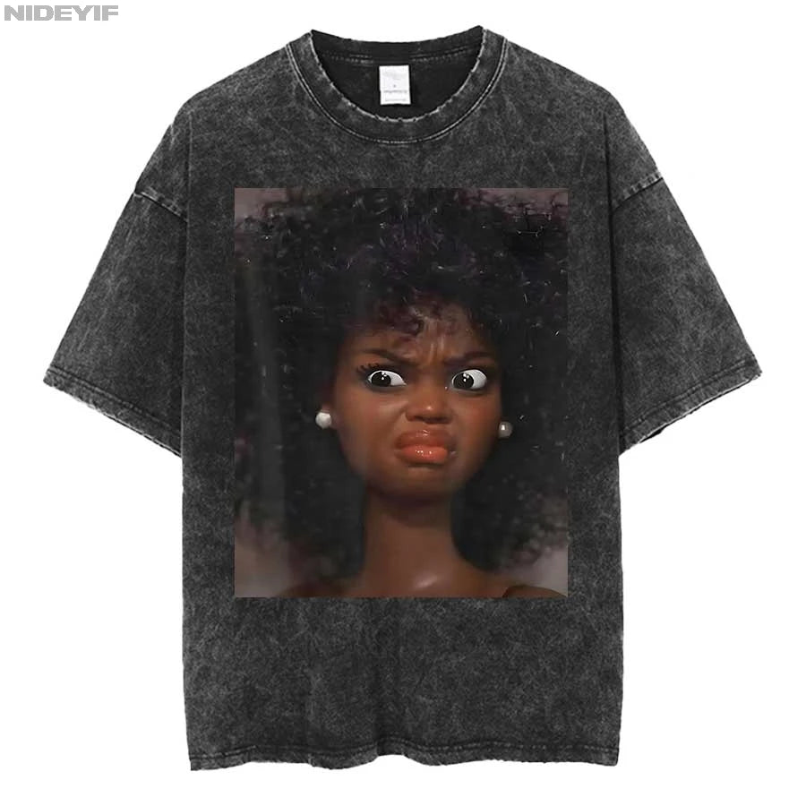Doll Face Expression Meme Oversized Tee