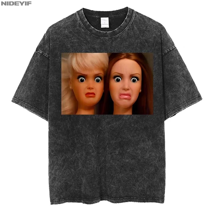 Doll Face Expression Meme Oversized Tee