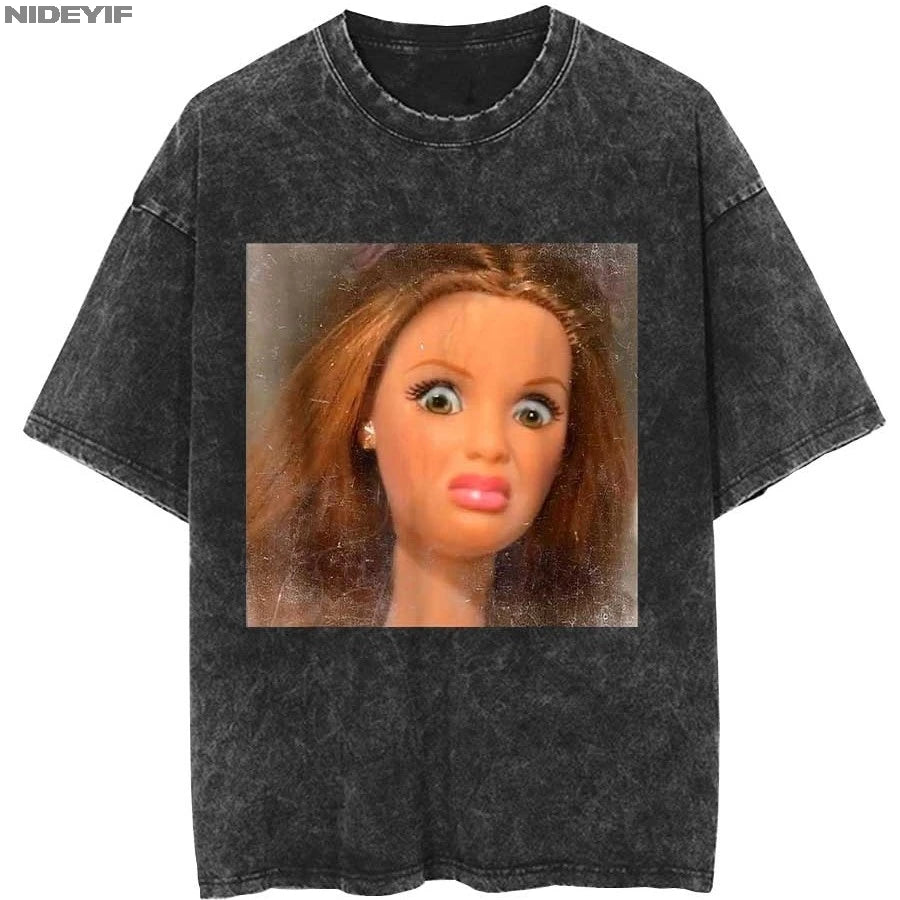 Doll Face Expression Meme Oversized Tee