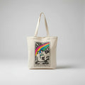Sapphic Tarot Tote Bag — Witchy WLW Pride Bag in beige canvas with tarot card artwork